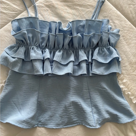 Sienna Sky Light Blue Ruffle Camisole - Picture 1 of 2